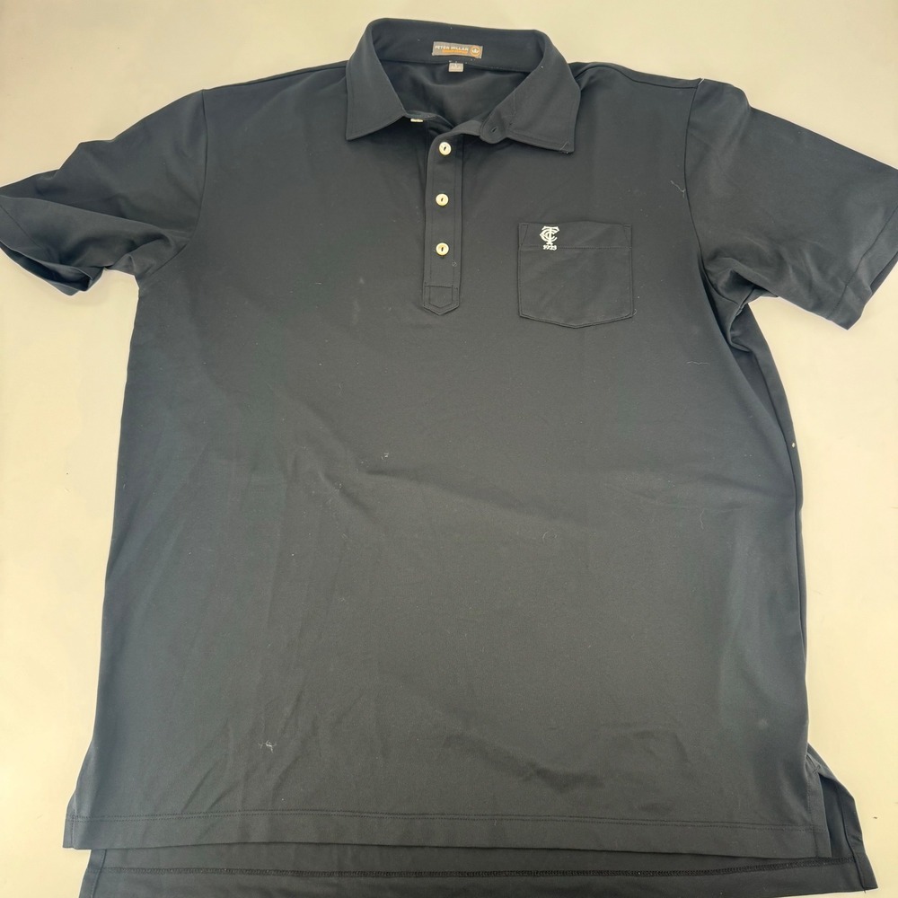 Peter Millar Summer Comfort Polo Shirt Mens Large Black TC 1923 Logo Golf Pocket